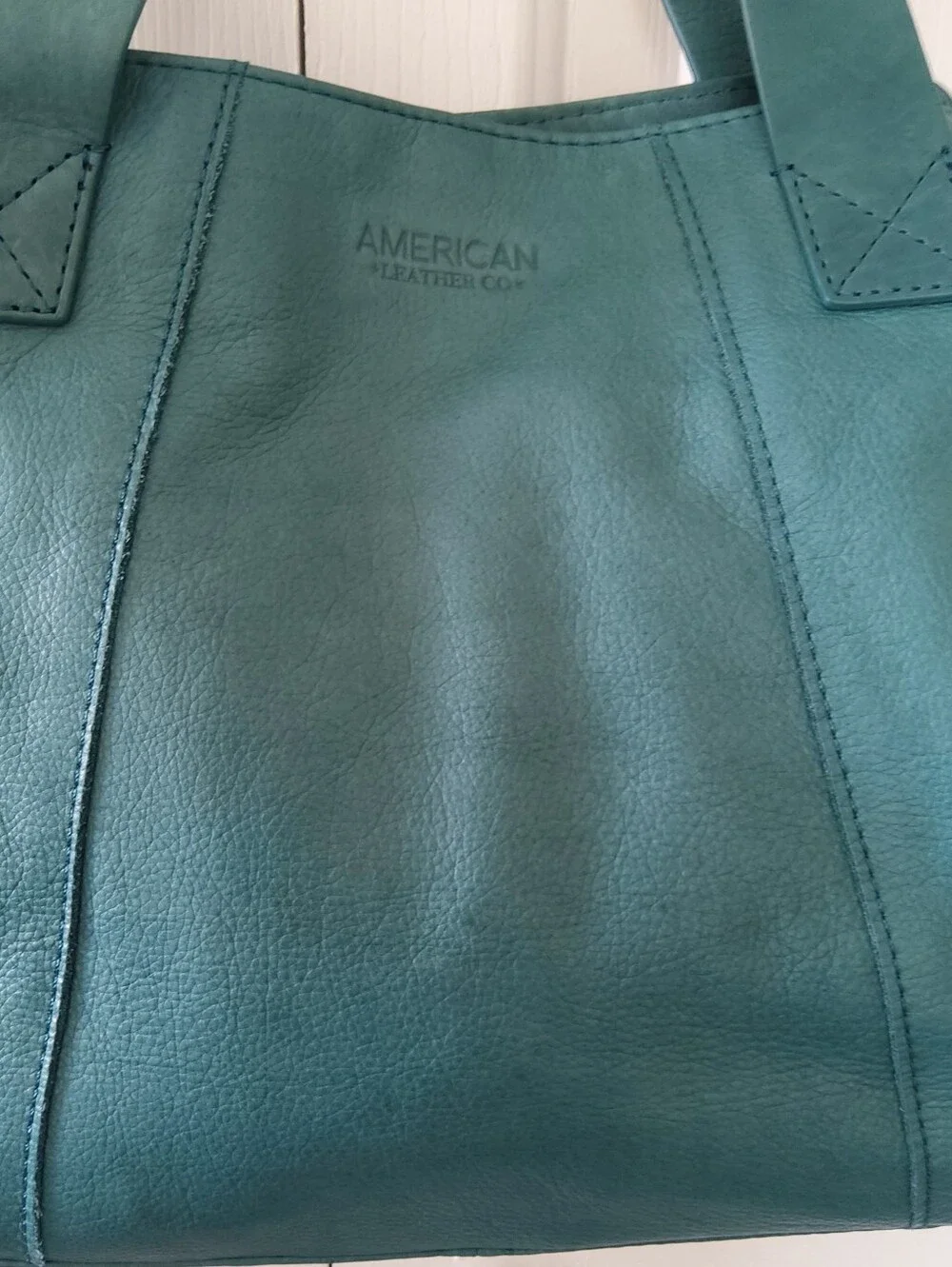 American Leather Co. Ada Triple Entry Learher Turquoise Satchel Crossbody Strap